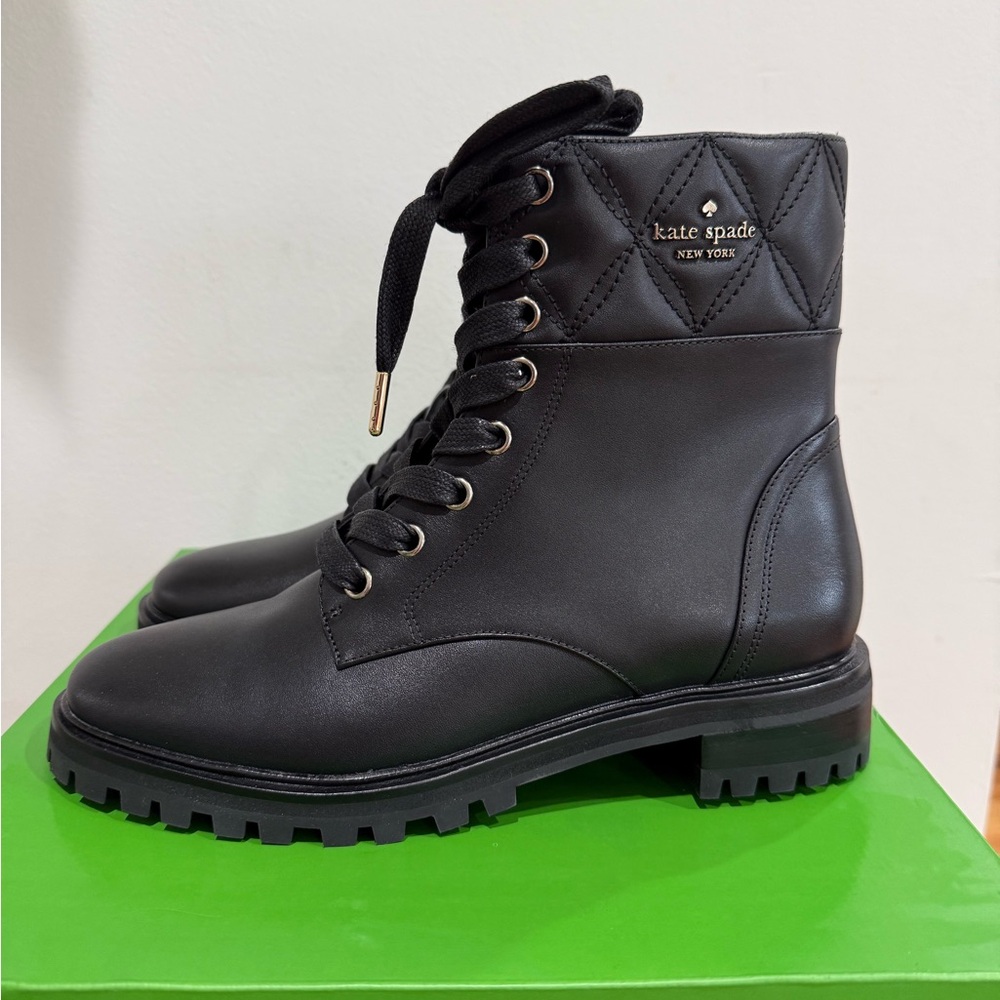 Kate Spade Quilted Black Combat Boots